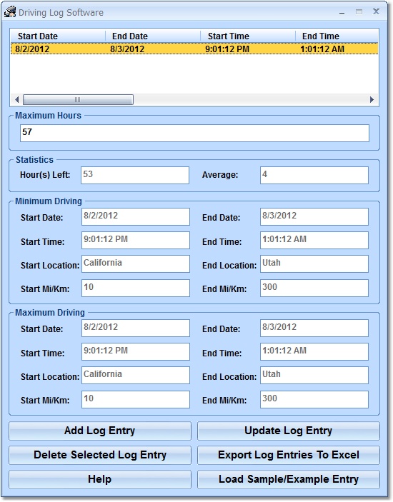 Driving Log Software