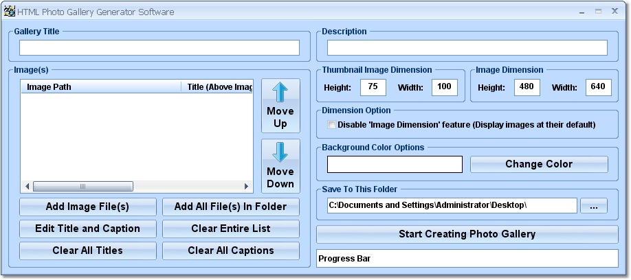 HTML Photo Gallery Generator Software