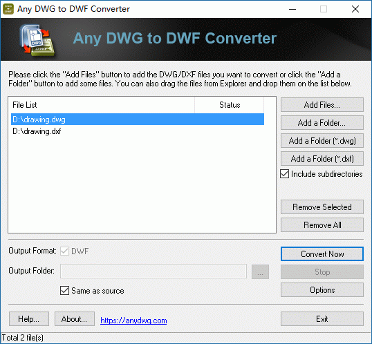 DWG to DWF Converter 2010.10