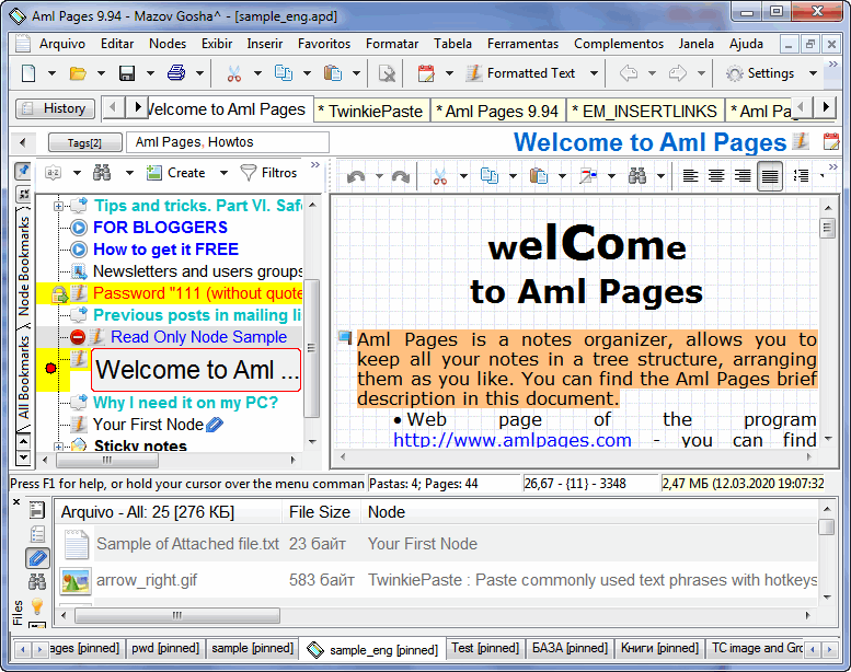 Aml Pages Portuguese version
