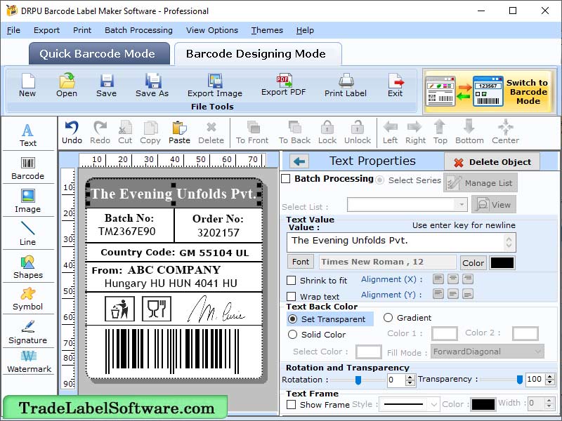 Trade Label Software