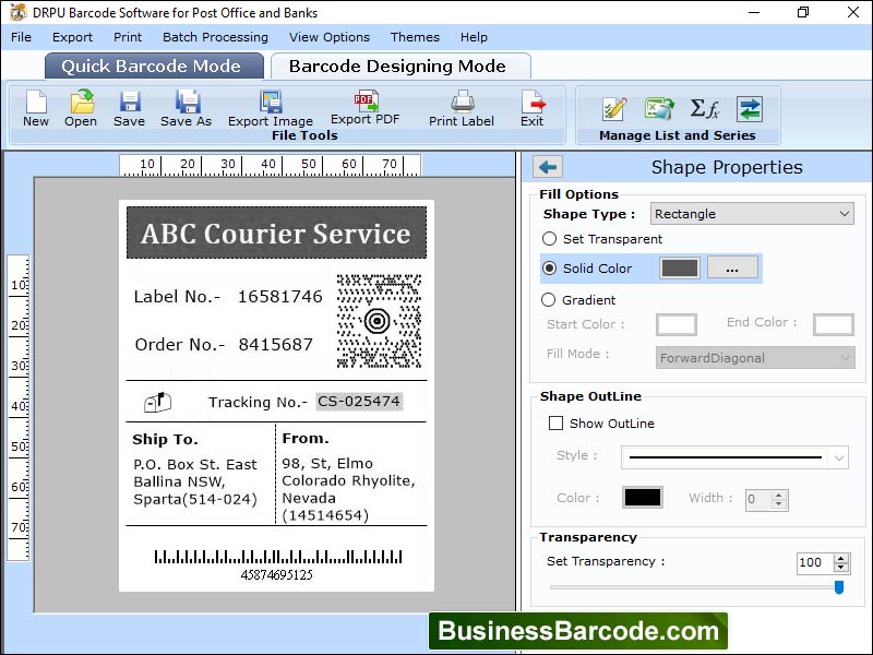 Post Office and Bank Barcode Label Maker