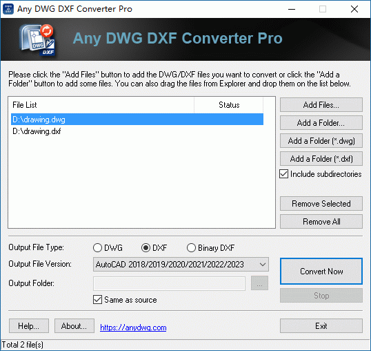DWG to DXF Converter Pro 2010.11.4