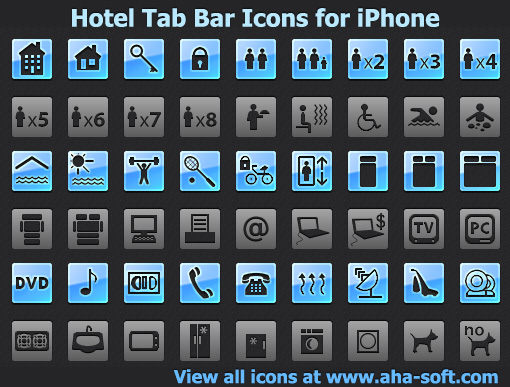 Hotel Tab Bar Icons for iPhone