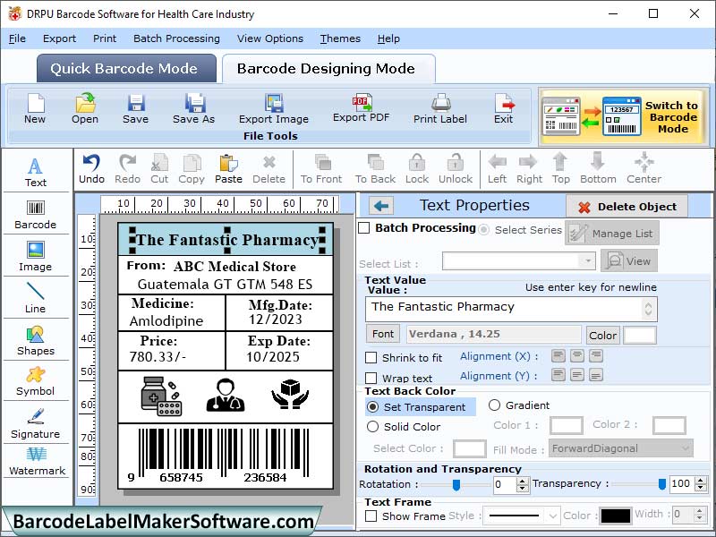 Barcode Software for Healthcare Industry