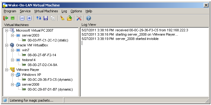 Wake-On-LAN Virtual Machine
