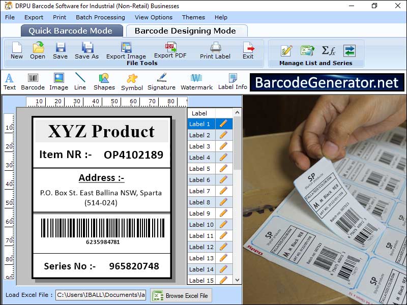 Business barcode creating tool, design bulk barcode labels, craft colorful warehousing tags, 2d barcode making application, build printable barcode stickers, manufacturing label creating program, create customized barcode stickers