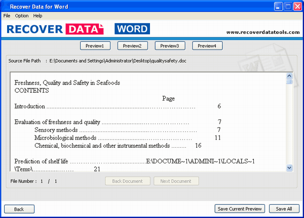 Word Recovery Program