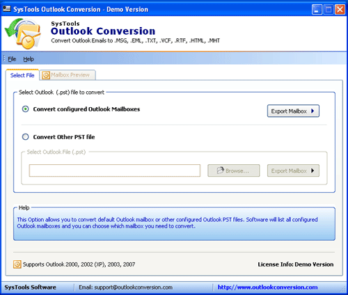 Configured Outlook PST Conversion