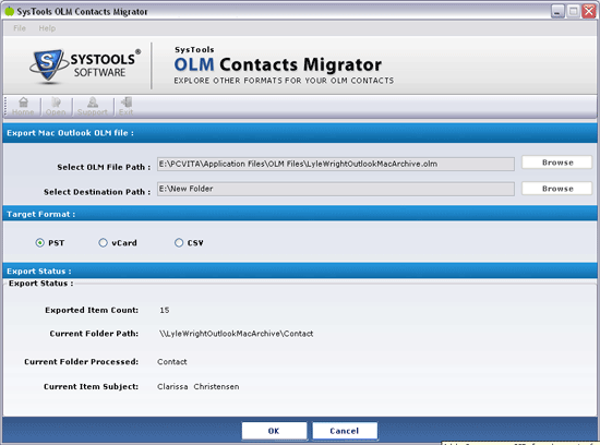 SysTools OLM Contacts Migrator