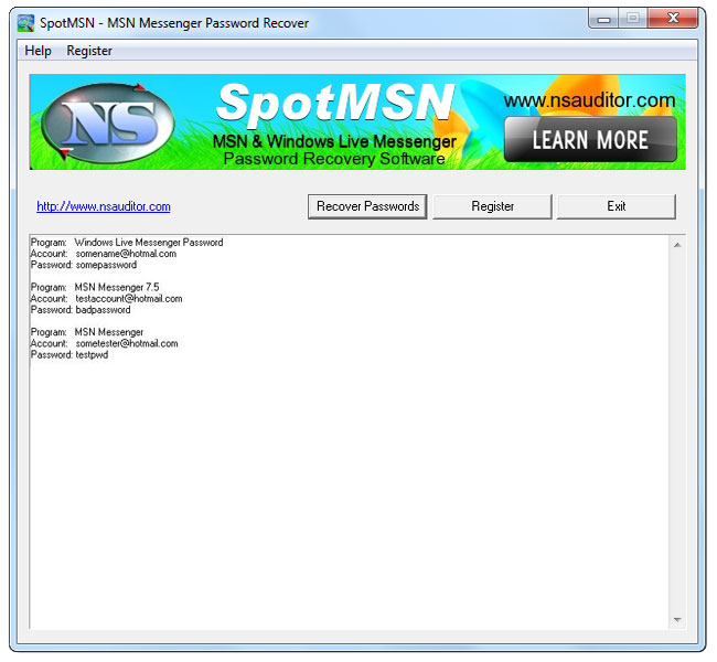 SpotMSN Password Recover Downloader