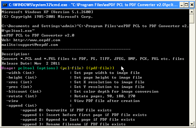 eePDF PCL to PDF Converter Command Line