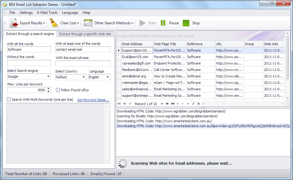 BEX Email List Extractor