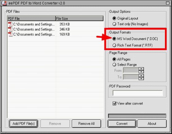 eePDF PDF to DOCX Converter