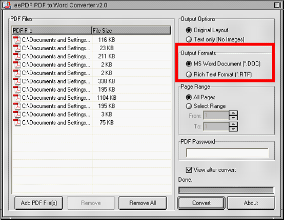 eePDF PDF to xml Converter
