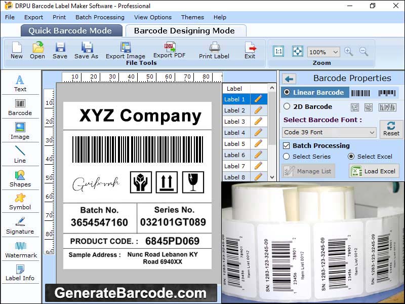 La banca postal, servicio, código de barras, el fabricante, software, herramienta, diseñar, crear, imprimir múltiples, fiable, colorido, personalizado, correos, oficina, banco, etiqueta, autoadhesivo, creador, de servicios públicos, generar, lineales