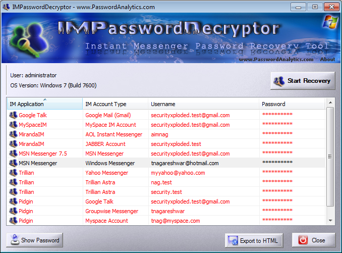 Instant Messenger Password Decryptor Downloader
