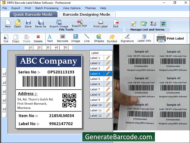 De fabricación, almacén, industria, aplicación, diseño, producción, código de barras, etiqueta, imagen, etiqueta, etiqueta, tipo de letra, color, forma, utilidad, software, generar, crear, cupón, la cinta, gráfica, objetos, herramientas, imagen
