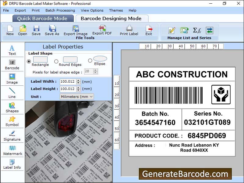 Paquetes, equipajes, código de barras, software, productos, de alta resolución, versátil y personalizado, tarjetas, cupones, hologramas, envasado, distribución, industria, aplicaciones avanzadas, imagen, diseño, objetos, líneas, texto, lápices