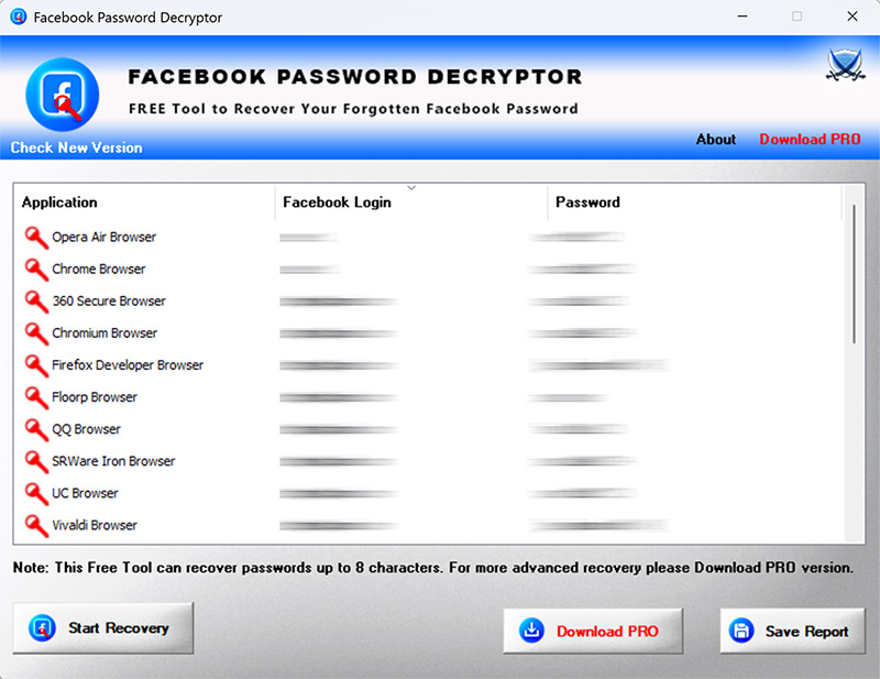 Facebook Password Decryptor Tool