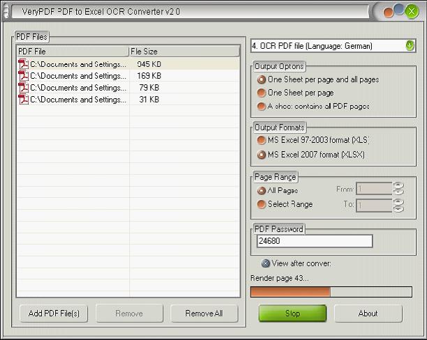 Scanned PDF to XLS Converter