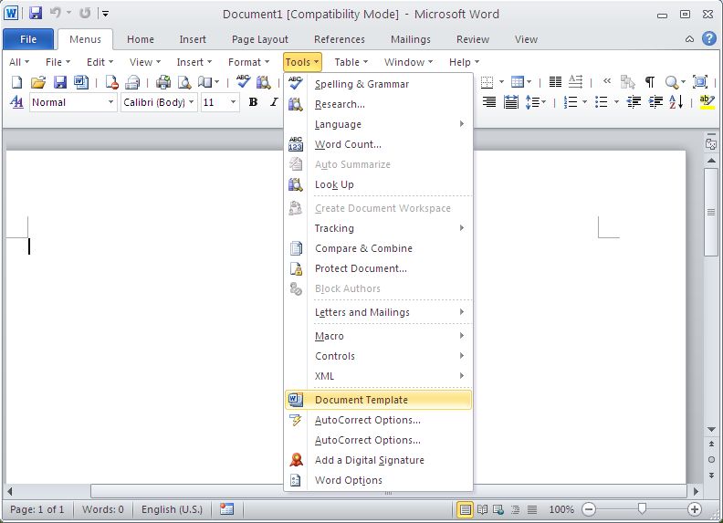 Classic Menu for Word 2010 tool