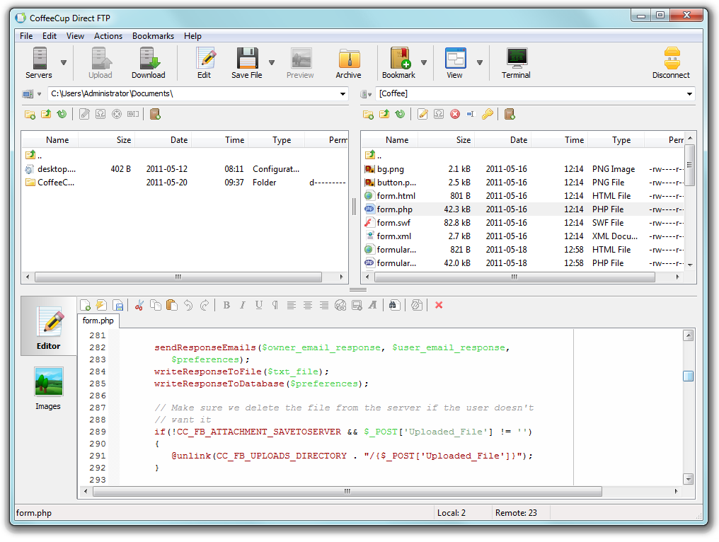 CoffeeCup Direct FTP tool