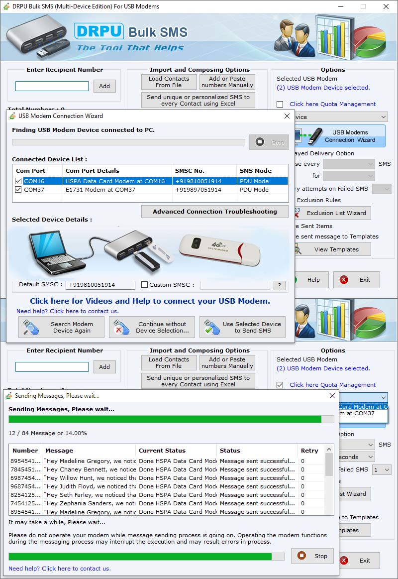 Send SMS Modem