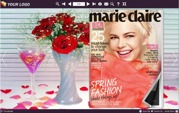 Flash flip book template of Rose