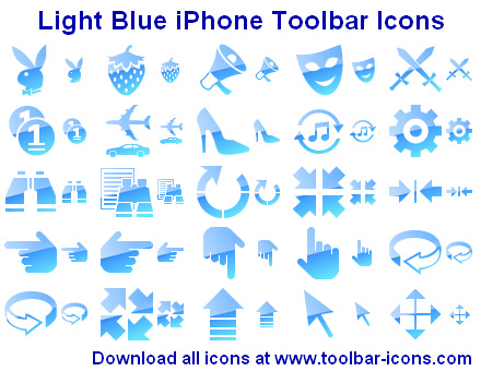 Light Blue iPhone Toolbar Icons