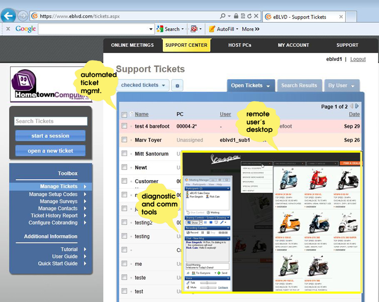 eBLVD Support Center and HelpDesk