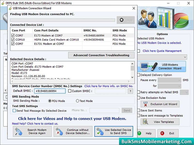 Send SMS using Modem