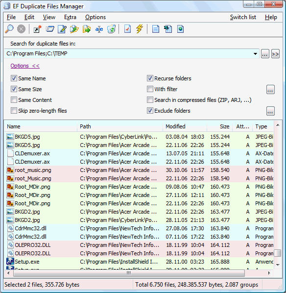 EF Duplicate Files Manager Tool