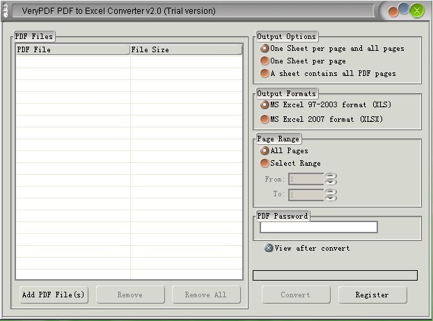 VeryPDF PDF to Excel Converter