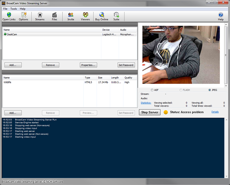 BroadCam Free Streaming Video Server