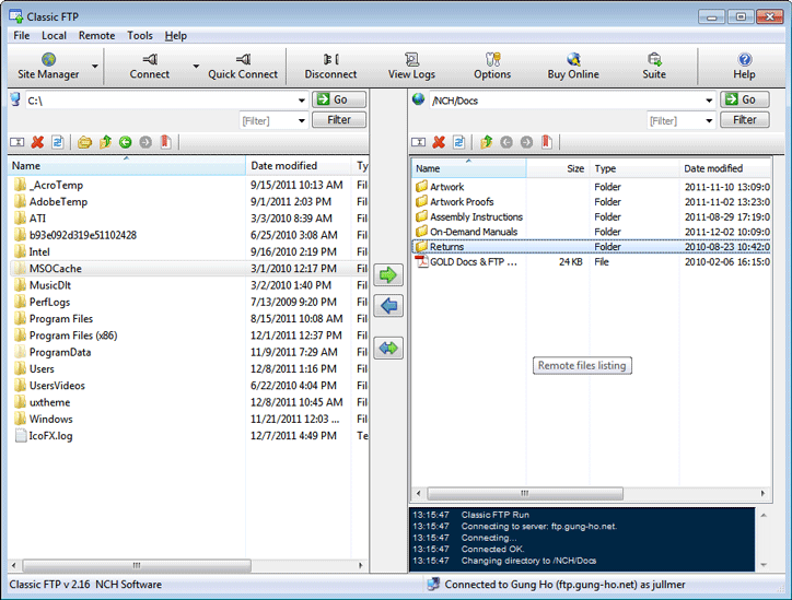 Classic FTP Free File Transfer Software