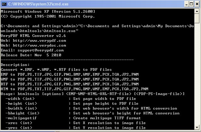 HTML Converter Command Line