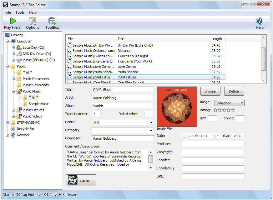 Stamp Free ID3 Tag Editor