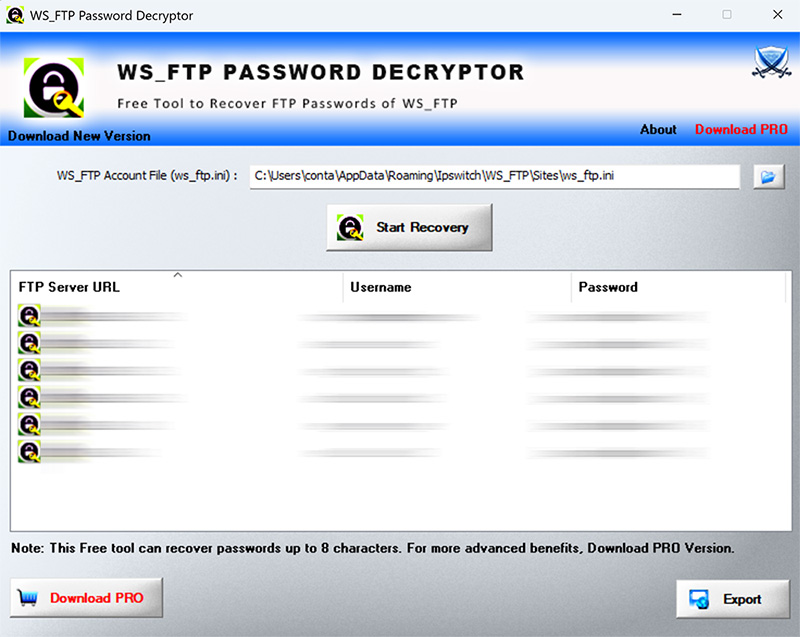 WS_FTP Password Decryptor Tool