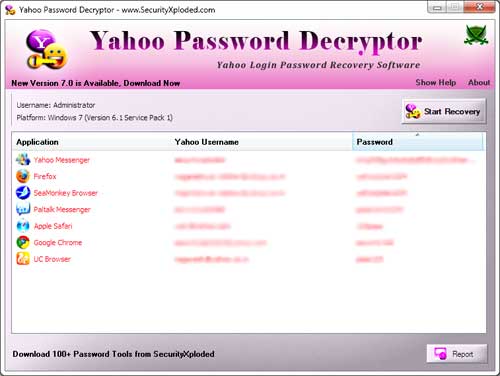 Yahoo Password Decryptor Tool