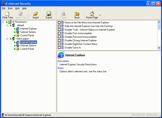 IE Internet Security Tool