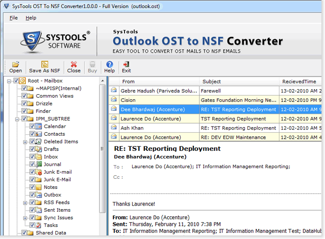 Convert OST to NSF