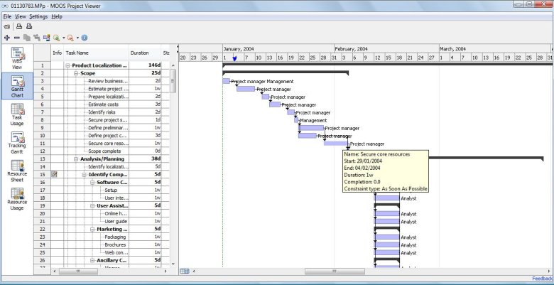 MS Project Viewer Tool