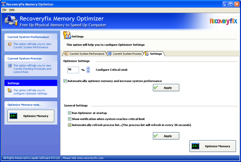 Memory Optimizer and Cleaner Tool
