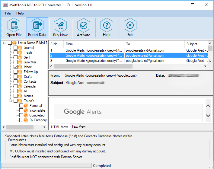 NSF to PST Tool