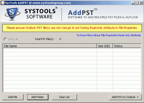 MS Outlook ADD PST