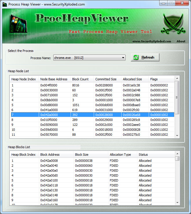 Process Heap Viewer Tool