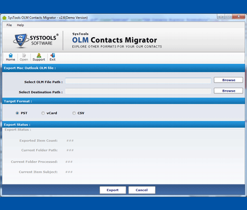 Contacts OLM to PST Converter