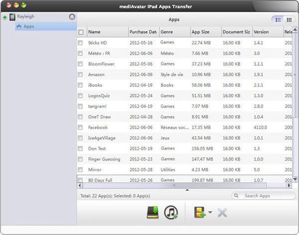 mediAvatar iPad Apps Transfer for Mac