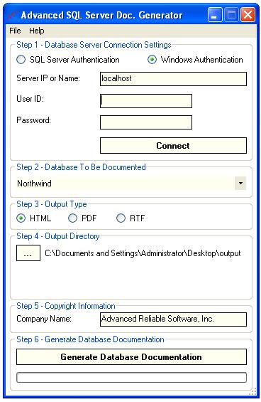 Adv SQL Server Documentation Generator